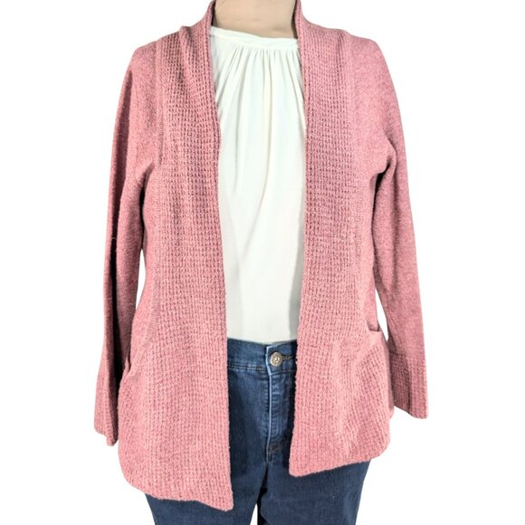 Chloe & Jasmine Large Dusty Pink Open Front Cardigan Sweater w/Pockets - Picture 1 of 8